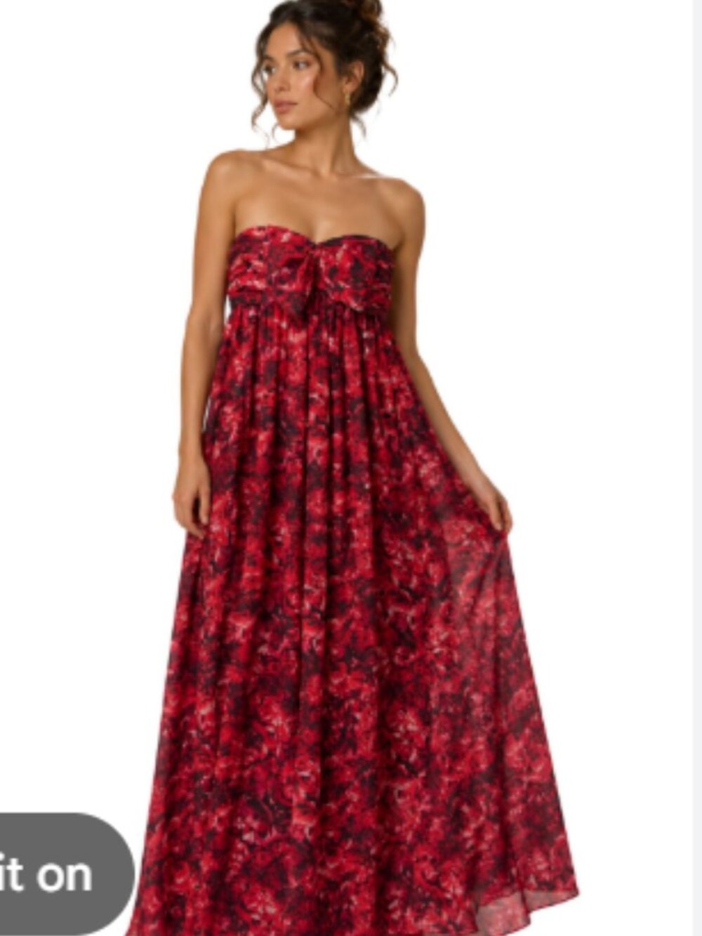 Giambattista Valli For Impulse Strapless Floral Maxi Dress Red size 8
